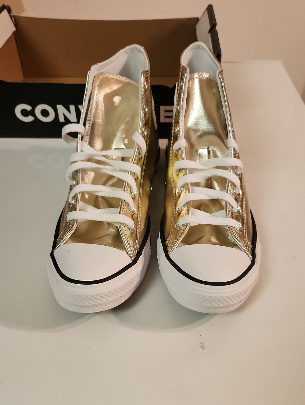 Converse CTAS Hi Metallic Gold & White High-Top Sneakers